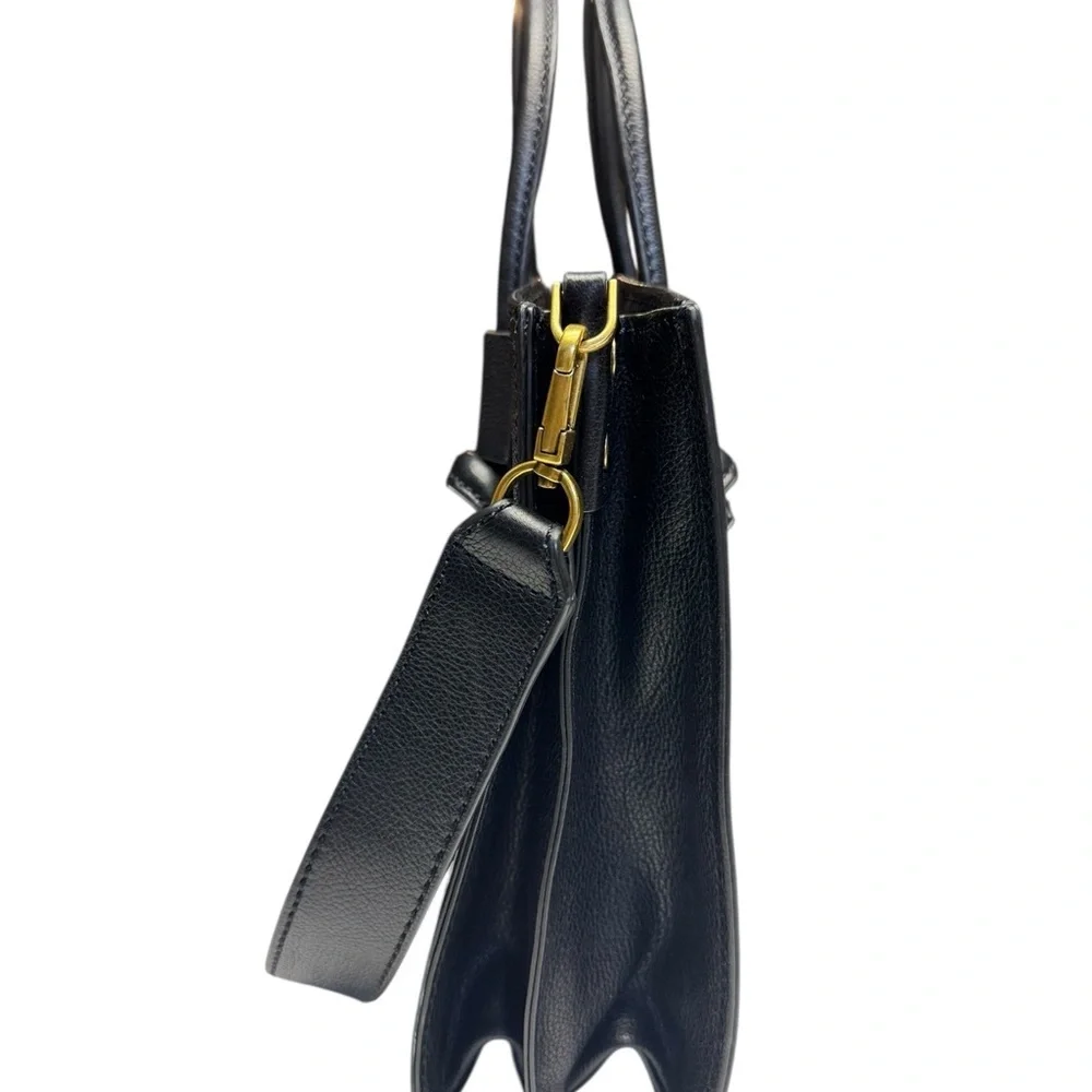 Fossil Black Leather Satchel with Gold Hardware - Picture 5 of 12